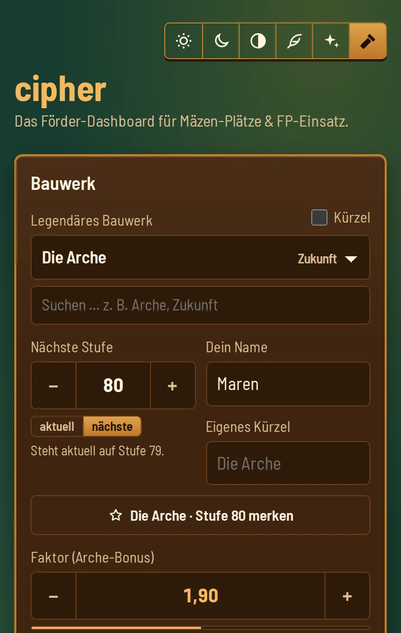 cipher in der Darstellung Schmiede